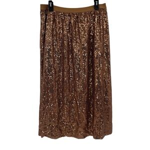 DR2 Shiny Bronze Midi Skirt
